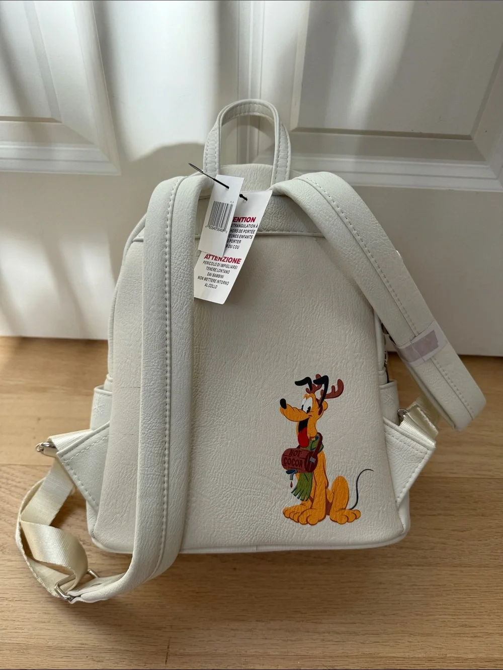 Disney White Backpack with Red and Blue Mickey & Minnie Ski Design